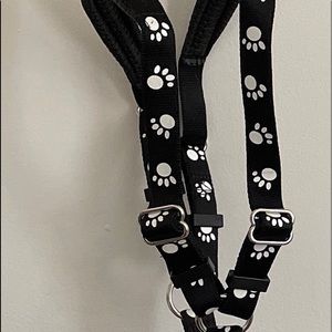 Black and White Paw Print L Dog Harness